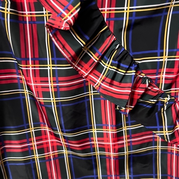 J. Crew Ruffled Sleeveless Black and Red Blouse 310 - Picture 9 of 10